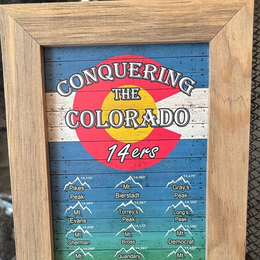 Colorado "Conquering the Colorado 14ers" Framed Wall Art Wood Checklist 22" - Picture 4 of 13